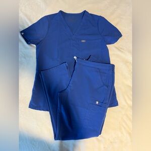 Figs Royal Blue Women's Scrub Pants and Top